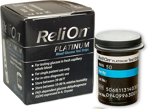 Test Strips, Platinum 50 Count, Testing Blood Glucose