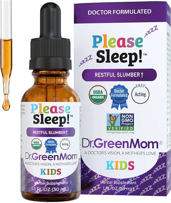 Dr. Green Mom Please Sleep! Kids Sleep Support Melatonin Free Liquid Drop