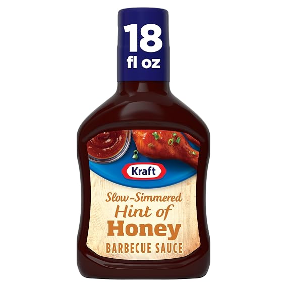 Kraft BBQ Sauce, Hint of Honey Slow-Simmered Barbecue, 18 oz Bottle