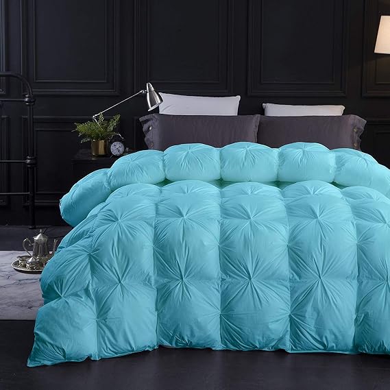 Luxurious 1500-TC Pinch Pleated Down Comforter Twin XL Size 68 x 92 Inches 1-Piece All-Season Duvet Insert, 850 GSM Micro Fill with All Side Corner Tabs 100% Egyptian Cotton