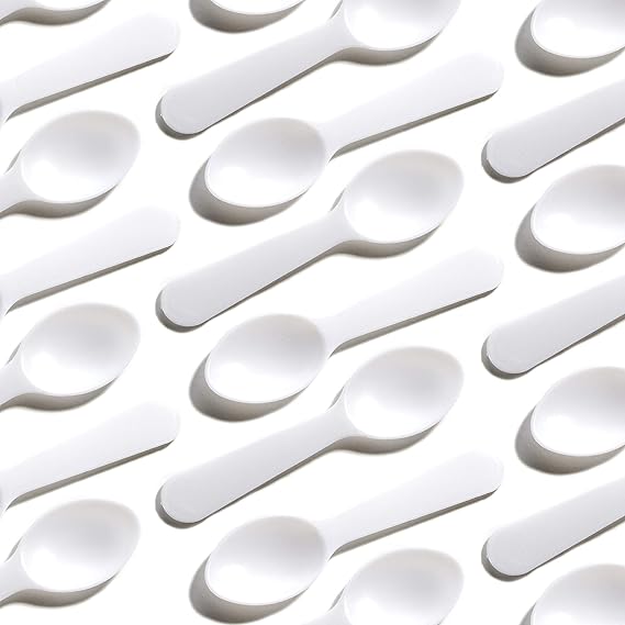 Extra Sturdy, BPA Free 100ct Plastic Tasting Spoons. Disposable Mini Tasters for Sampling or Individual Portions of Ice Cream, and Appetizers. Great for Food Trucks, Parties and Events