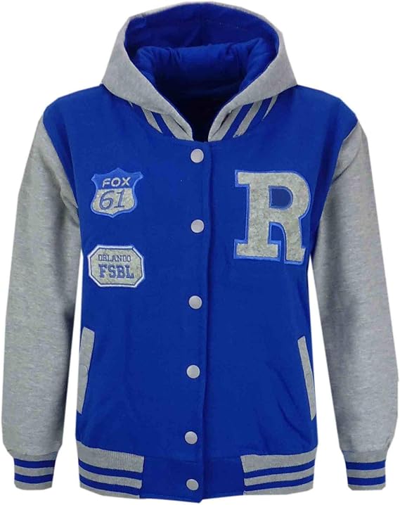 A2Z 4 Kids Baseball Hooded Jacket R Fashion NYC/Fox Jacket - B.B Jacket Fox Royals & Grey 11-12