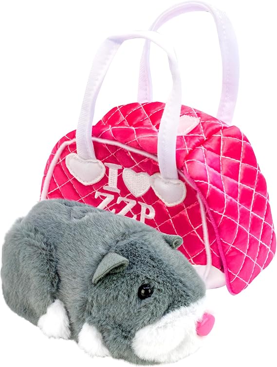 ZhuZhu City Hamster & Quilted Carrying Case NumNums the Grey & White Interactive Hamster with 40+ Sounds & Endless Behaviors Take Your ZhuZhu Adventures Anywhere!