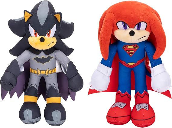 Sonic The Hedgehog DC Comics Shadow as Batman and Knuckles as Superman 9 Plush 2-Pack