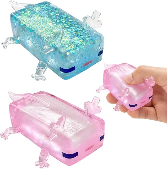 2 PCS Axolotl Squishy, Pink and Blue Variants, Desktop Ornament for Work and Study, Stretch and Squeeze Design for Focus Support, Soft Material Desktop Display Item