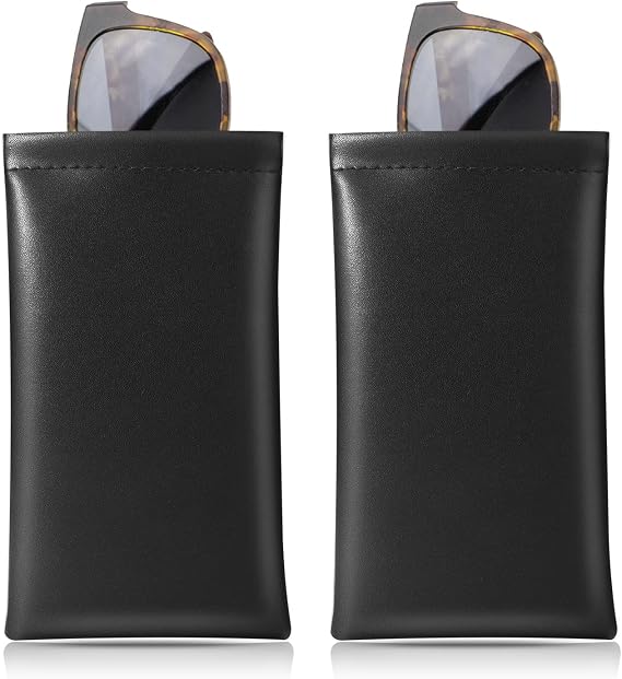 MoKo Squeeze Top Glasses Pouch, Portable Leather Soft Sunglasses Case Anti-Scratch Eyeglasses Bag Goggles Sleeve