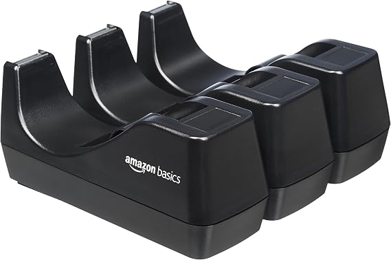 Amazon Basics Weighted Desktop Tape Dispenser with Non-Skid Base, Desk Accessory, 3-Pack