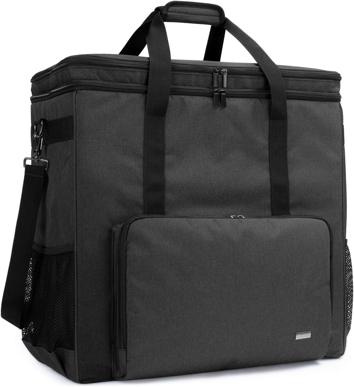 CURMIO Double-Layer Carrying Case for Computer Tower, Desktop Computer Travel Storage Tote Bag for PC Chassis, Keyboard, Cable and Mouse, Headphone, Bag Only, Black