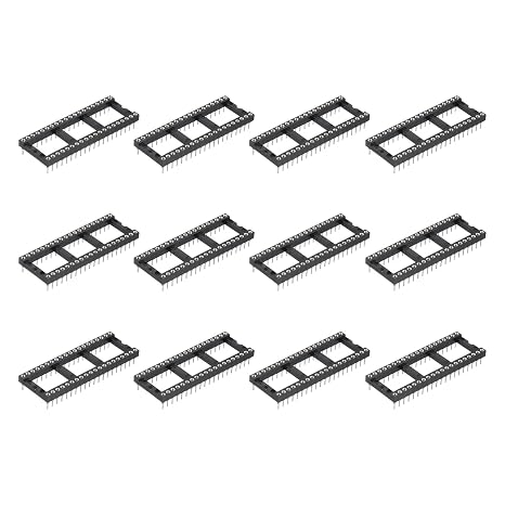 sourcing map 12Pcs DIP IC Chip Socket Adapter 15.24mm Row Pitch Round 40 Pin IC Assortment Kit 2.54mm/0.1" Pitch for Breadboard Project, PCB Board Design