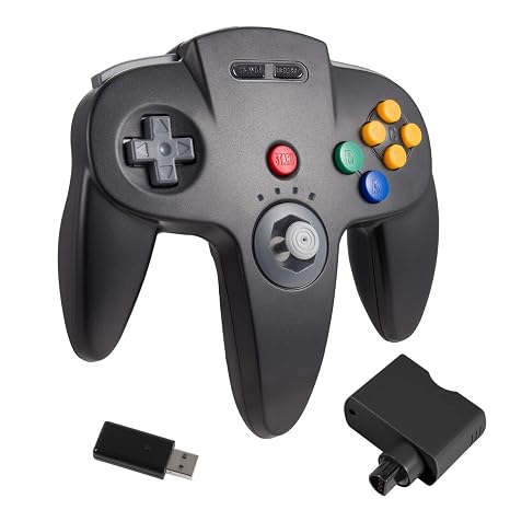 Wireless N64 Controller for Switch Online Games, 2.4GHZ Wireless N64 Remote Joystick Game Pad Controller Compatible with N64 Console, Switch/Switch 2/Switch Lite/Switch OLED, MAC, PC Windows 7,8,10,11 Black