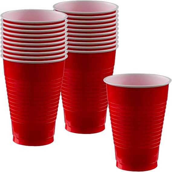 Apple Red Plastic Cups (Pack of 20) - 12 oz. - Versatile Drinkware for Indoor & Outdoor Parties, Weddings, Birthdays, Celebrations & More