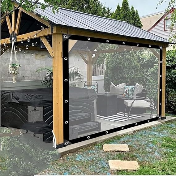 Outdoor Vinyl Curtain Clear Tarp Panel, Pergola Side Panels Weather Resistant Vinyl Patio Enclosure Panels, for Garden, Patio, Porch (Size : 3x8ft/1x2.5m)