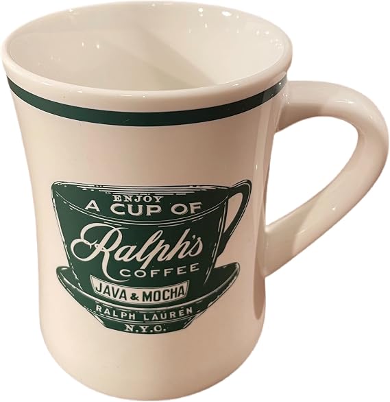 Ralph's Coffee Fine Porcelain Coffee Cup Mug White W/green