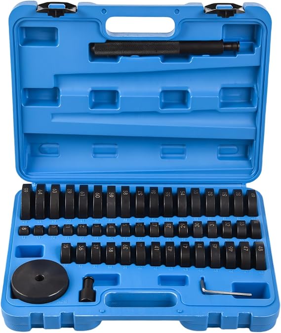 DHA 52 Pcs Custom Bushing Press Kit Bush Bearing Race and Seal Driver Insert Removal Tool Set