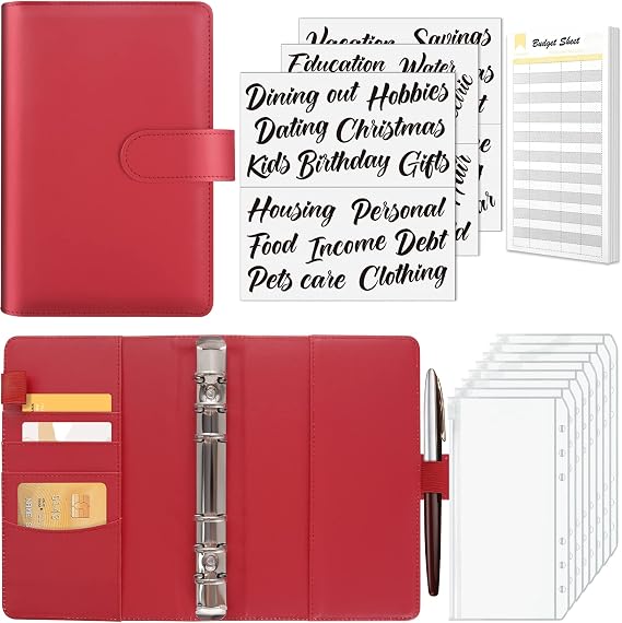 Sooez Budget Binder with Zipper Cash Envelopes & Expense Sheets for Budgeting and Saving Money, Money Organizer for Cash with Category Labels, Money Saving Binder Cash Wallet Envelope