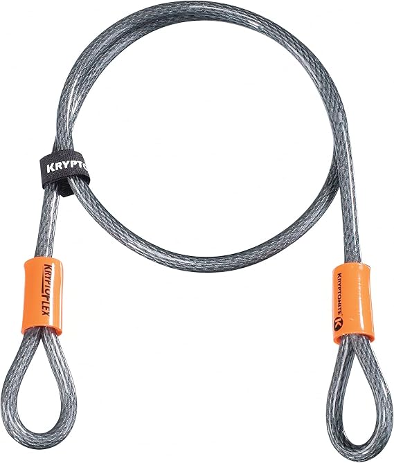 Kryptonite KryptoFlex 410 Double Loop Security Cable, 4FT Long Braided Steel Flex Bike Lock Anti-Theft Cable with Looped Ends for Outdoor Equipment, 10mm Thick