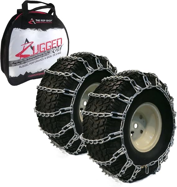 The ROP Shop Pair of 2 Link Snow Mud Tire Chains 26x12x12 Garden Tractor