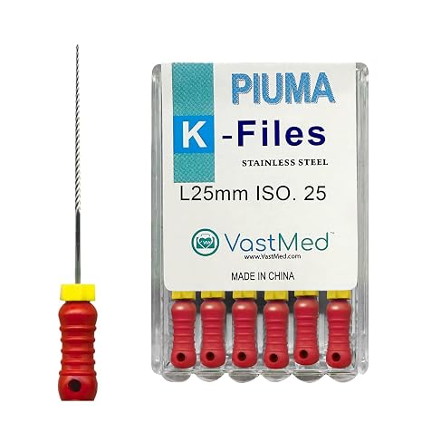 6 Packs Dental Root Canal Files by Vastmed | Endodontic Root Canal Hand K Files Stainless Steel - #25/Size 25mm