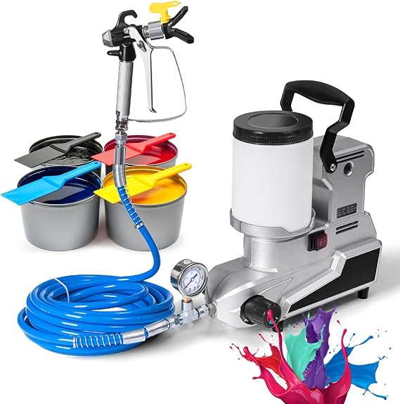 Airless Paint Sprayer, 2.5L/Min Paint Sprayer,with 3 Adjustable Speed, 2L Capacity, 5m Hose, Wall Sprayer, Portable Airless Paint Sprayer,36X16X33.5cm,220V