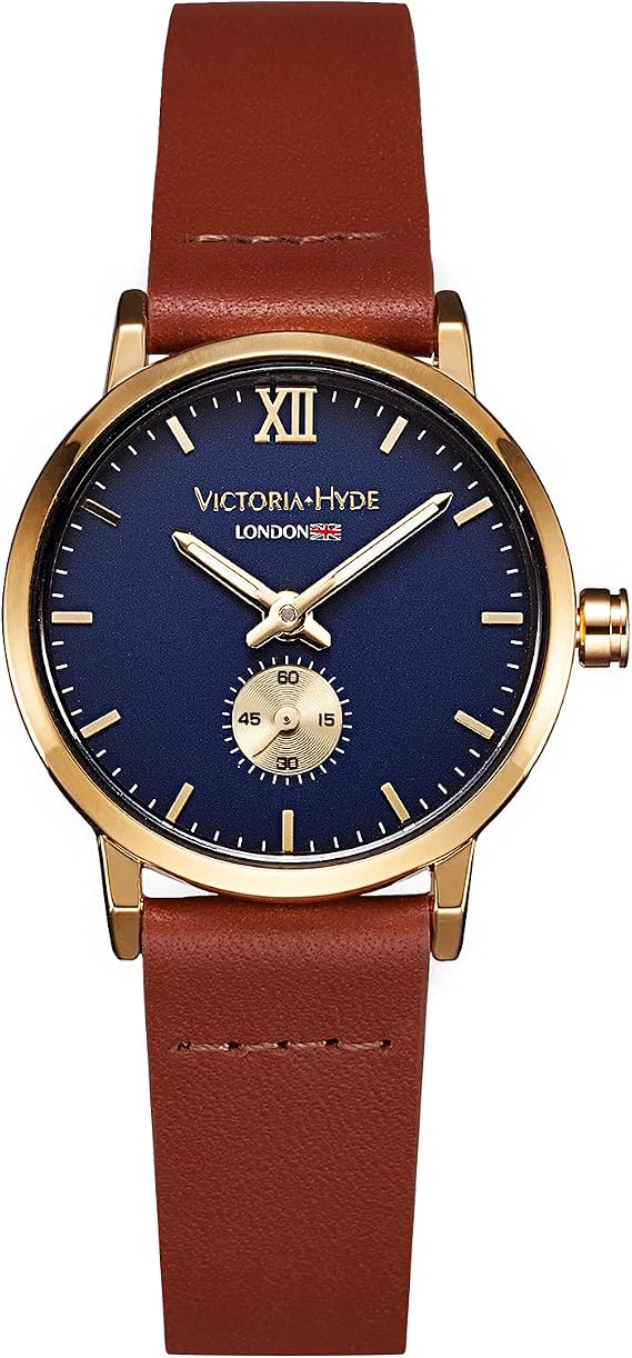 VICTORIA HYDE Retro Women Watches Small Dial Analog Quartz Detachable Genuine Leather Strap Ladies Wristwatch Gifts for Her Brown