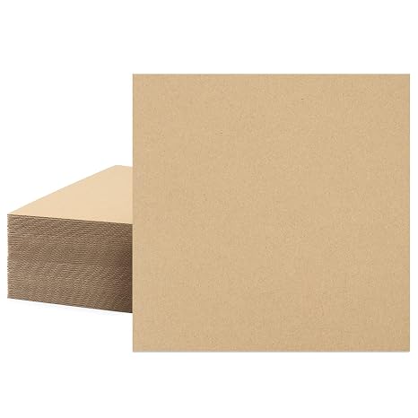 Mat Board Center, 50 Corrugated Cardboard Sheets 10x10 Inches Flat Card Board Inserts for Packing, Shipping, Mailing, DIY Crafts