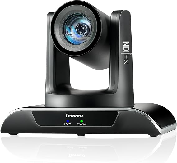 Tenveo NDI PTZ Camera 20X Optical Zoom, AI Auto Tracking, 1080P 60FPS, LAN/USB3.0/HDMI PoE Camera for Church Services Worship Video Conference Live Events Youtube OBS