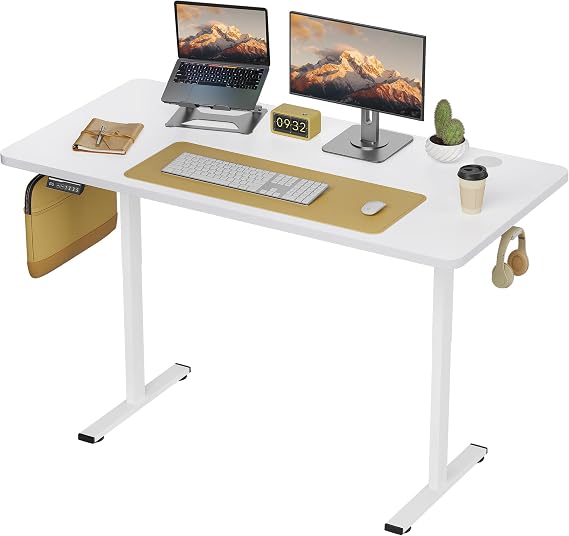 Simple Deluxe Electric Standing Desk, Adjustable Height Stand up Desk, 24x48 Inches Sit Stand up Desk with Cable Management, Memory Computer Home Office Desk, White