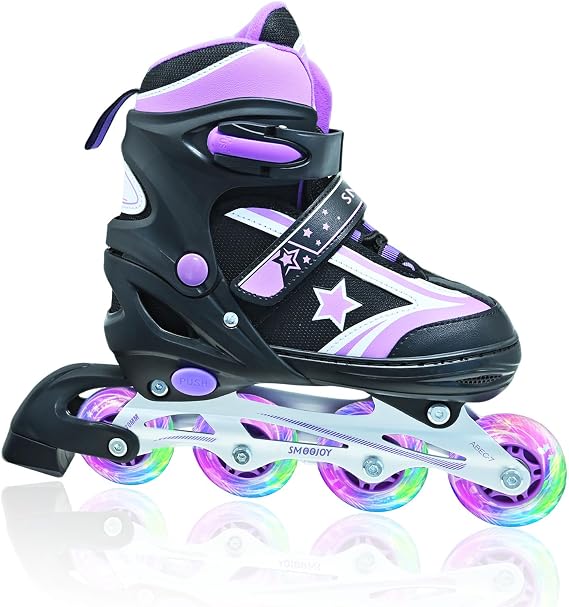 Kids Inline Skates for Boys, Girls and Youth, All Light-Up Wheels Aluminum Frame Blade Skate for Beginners Ages 5-12, Perfect for Indoors and Outdoors
