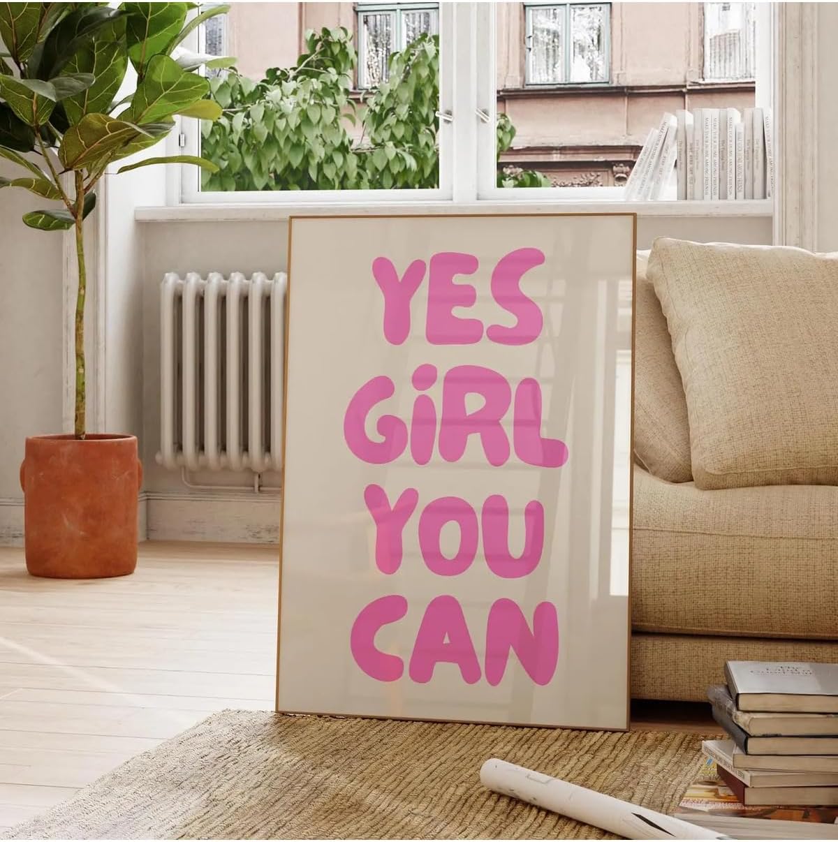 512 STORE Estetik Pink Pinterest Yes Girl You Can Tasarım Duvar Dekor Çerçevesiz Poster 50 X 70 Beyaz, 84gas3541r3