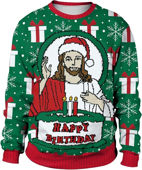 Colorful House Ugly Christmas Sweater for Men Women 3D Printed Funny Pullover Crewneck Top Couple Sweatshirt Xmas Party