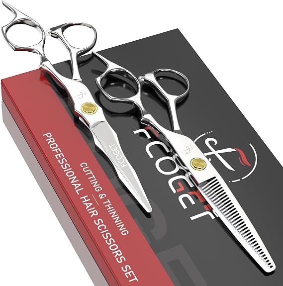Professional Hair Cutting Scissors Kit, Thinning Shears, High-End 440C Stainless Steel Barber scissors with Sharp Edge Blades, 6.8 inch Hair Cutting Shears, Right Hand Hair Scissors for Salon, Home