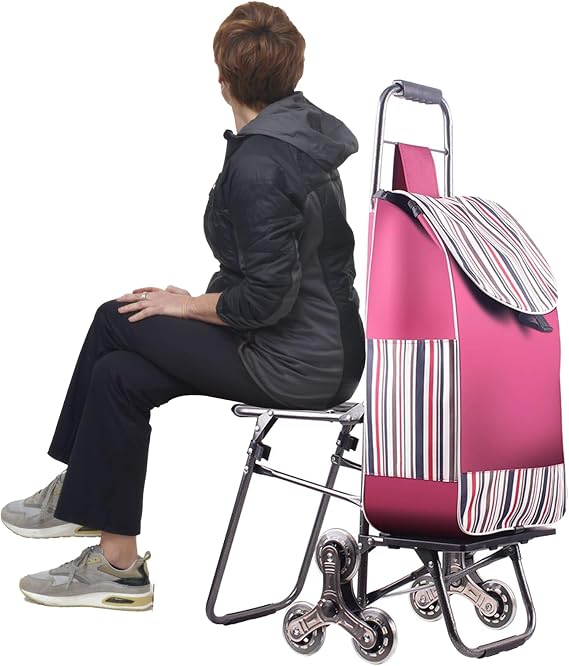Foldable Grocery Trolley on Wheels - Waterproof Collapsible Shopping Cart - Multi-Functional Design for Seniors, Ideal for Daily Shopping Needs