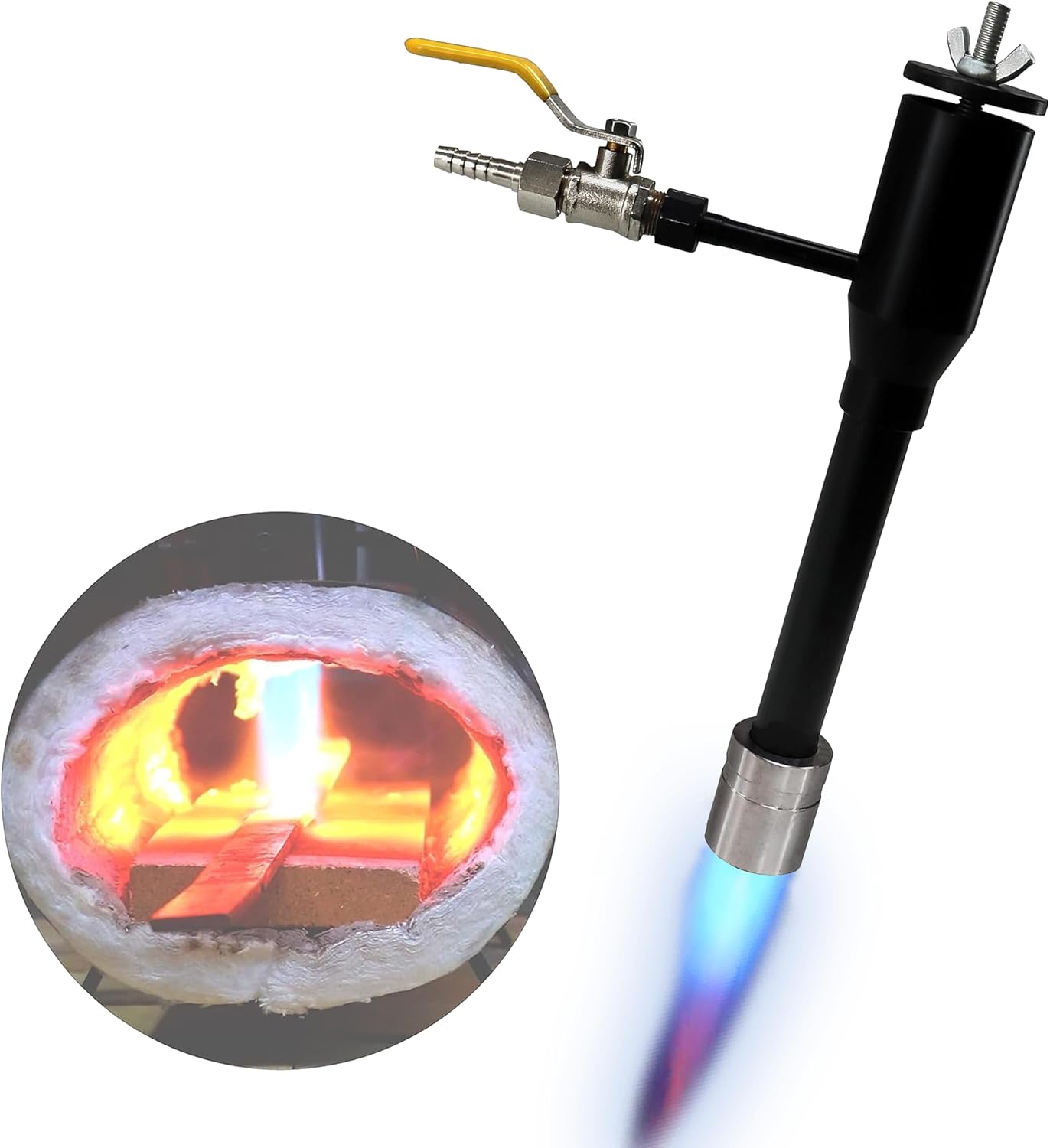 Simond Store Propane Forge Single Burner For Blacksmithing Knife Making Furnace Foundry Jewelry Making Kiln Farrier - Steel Propane Burner with Valve