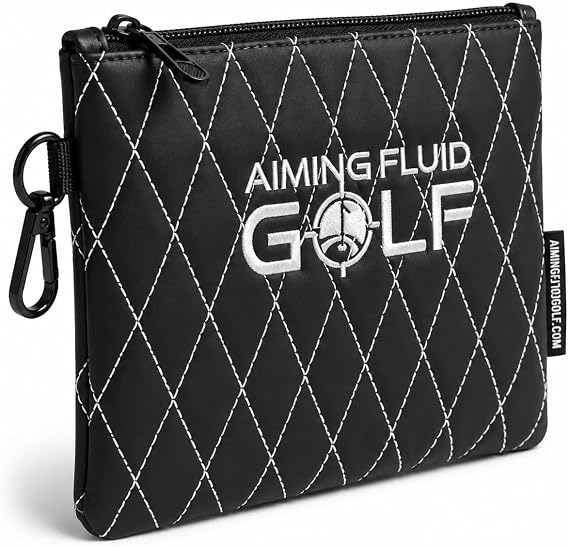 Valuables Pouch - Leather Golf Bag Zip Case, Black