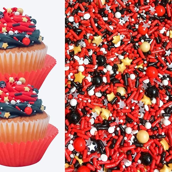Hollywood Glamour Diva Movie Film Star Red Carpet Edible Decoration Glitter Sprinkles & Confetti Cake Cookie Cupcake IceCream Donut Decoration Quins - 4oz