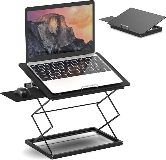 Uncaged Ergonomics Adjustable Laptop Stand & Standing Desk Converter, Black
