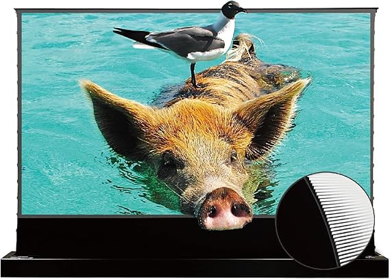 VIVIDSTORM Motorized UST ALR Projector Screen, Tensioned, 4K/8K HDR, Smart Voice Control, No Wall Mount Required, Perfect for Home Theater,VSDSTUST84H