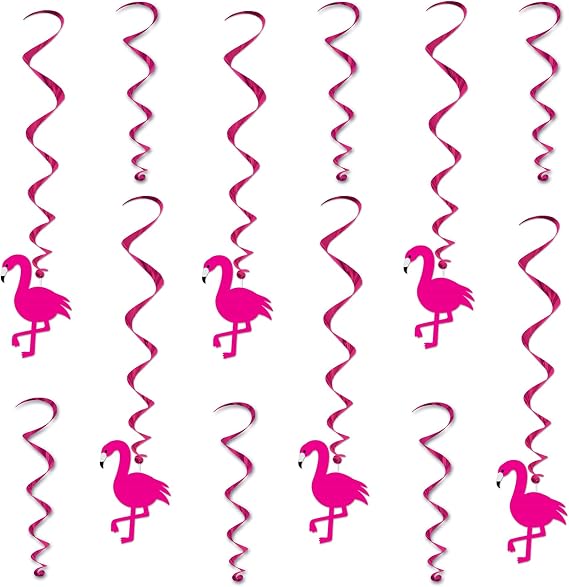 Pink Flamingo Hanging Swirls (12 Pcs) - 1 Pack