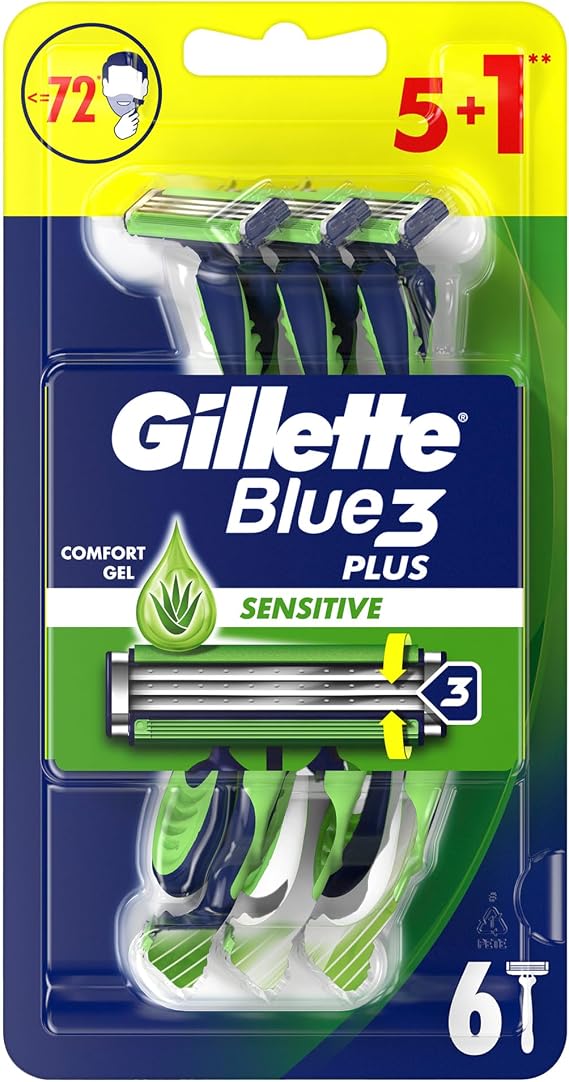 Gillette Blue3 Plus Sensitive Erkek Kullan At Tıraş Bıçağı 6 Adet