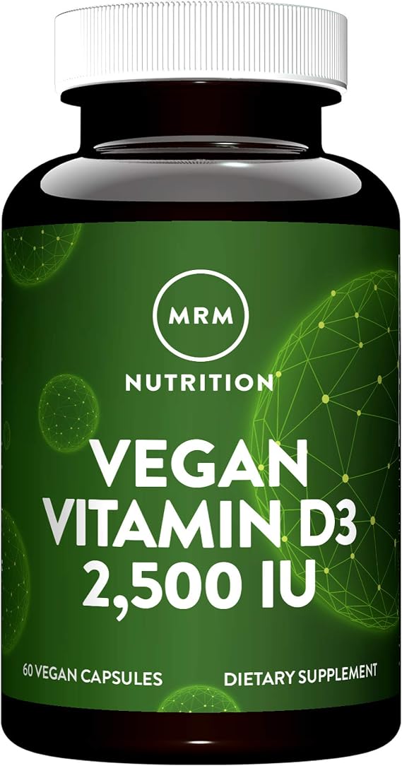 MRM Nutrition Vitamin D3 2,500 IU - for Women & Men - 60 Servings | High Potency Pure Cholecalciferol from Lichen, Vegan Calcium Absorption Support for Bone & Immune Health