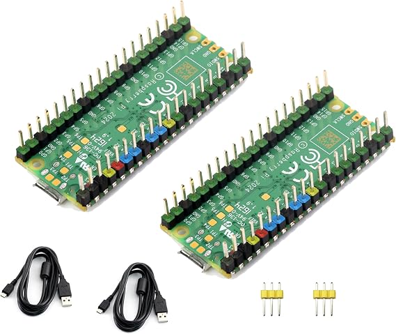 2PCS Compatible with Raspberry Pi Pico 2 Microcontroller Board with Pre-Soldered Header, Based on Official RP2350 Chip, Dual-Core ARM Cortex-M33 and Dual-Core Hazard3 RISC-V Processor 4MB Flash