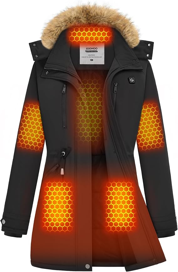 Graphene Heated Jacket Parka for Women with Rechargeable Battery