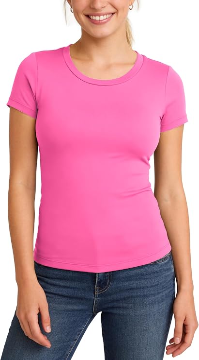 Womens T Shirts Crew Neck Short Sleeve Slim Fitted Tops
