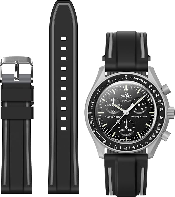 Stanchev Bands for Moonswatch Watch,Soft Silicone Strap Compatible with Omega x Swatch MoonSwatch Speedmaster 20mm Watch,Quick Release Waterproof Replacement Strap for Swatch Omega Men Women