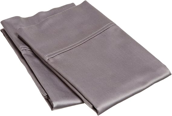 Egyptian Cotton Premium Pillowcase Set, 700-Thread Count, Luxurious Sateen Weave, Solid, King, 2-Pieces, Grey by Blue Nile Mills