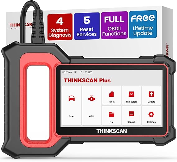 THINKCAR OBD2 Scanner, ThinkScan Plus Diagnostic Scan Tool with 5 Services, 94 Brands Car Code Reader, FCA AutoAuth, Wireless Update