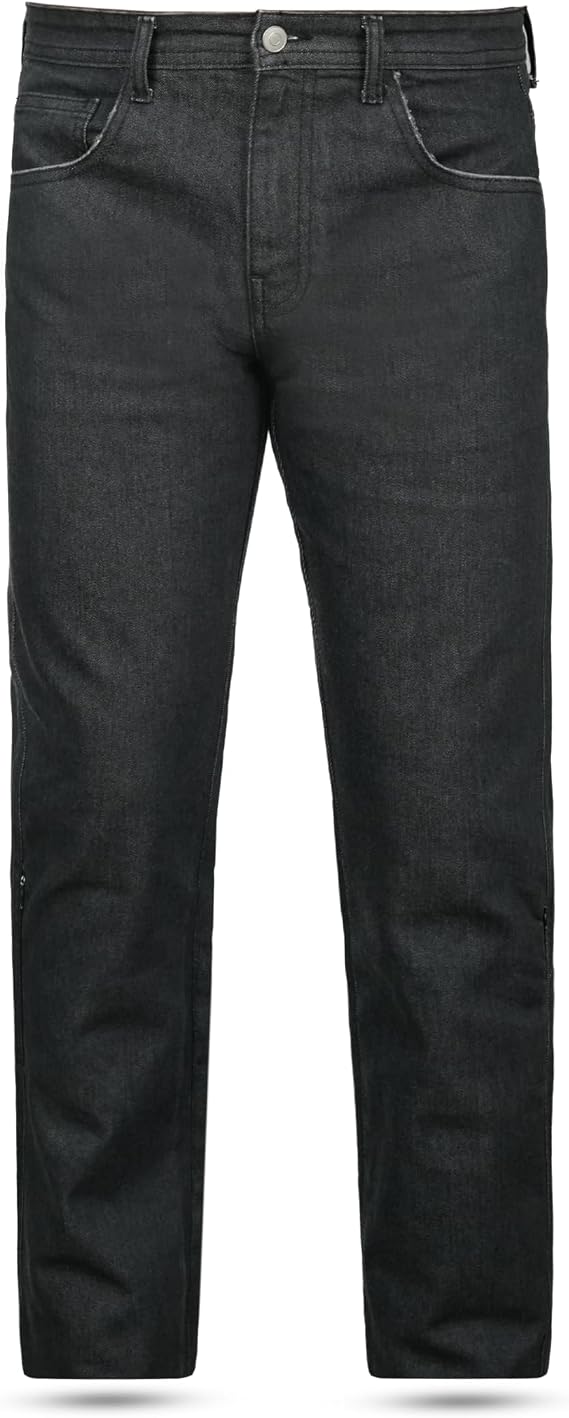 Leatherick Motorcycle Riding Jeans for Men CE Armored Denim Pants with Knee & Hip Pads, Stretch Protective Motorcycle Pants