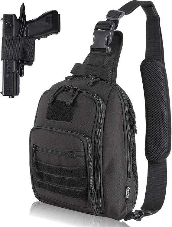 DBTAC Tactical Sling Bag | 8L Military Shoulder Chest Pack for Full Size Concealed Carry, Range, Travel, Outdoor Sports