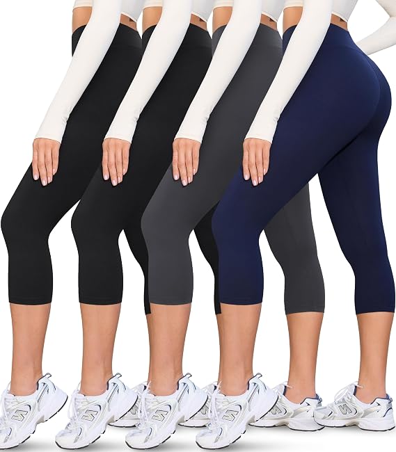 VALANDY Creamlush 4 Pack Daily Wear Leggings for Women Full Length & Capri