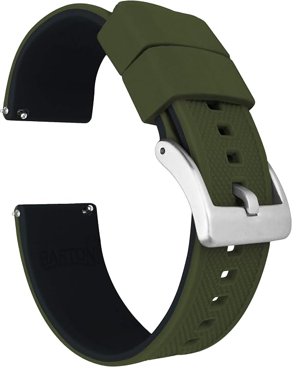 Barton Elite Silicone Watch Bands - Quick Release - Choose Color - 18mm, 19mm, 20mm, 21mm, 22mm, 23mm & 24mm Watch Straps (Stainless & Black Buckle Available)